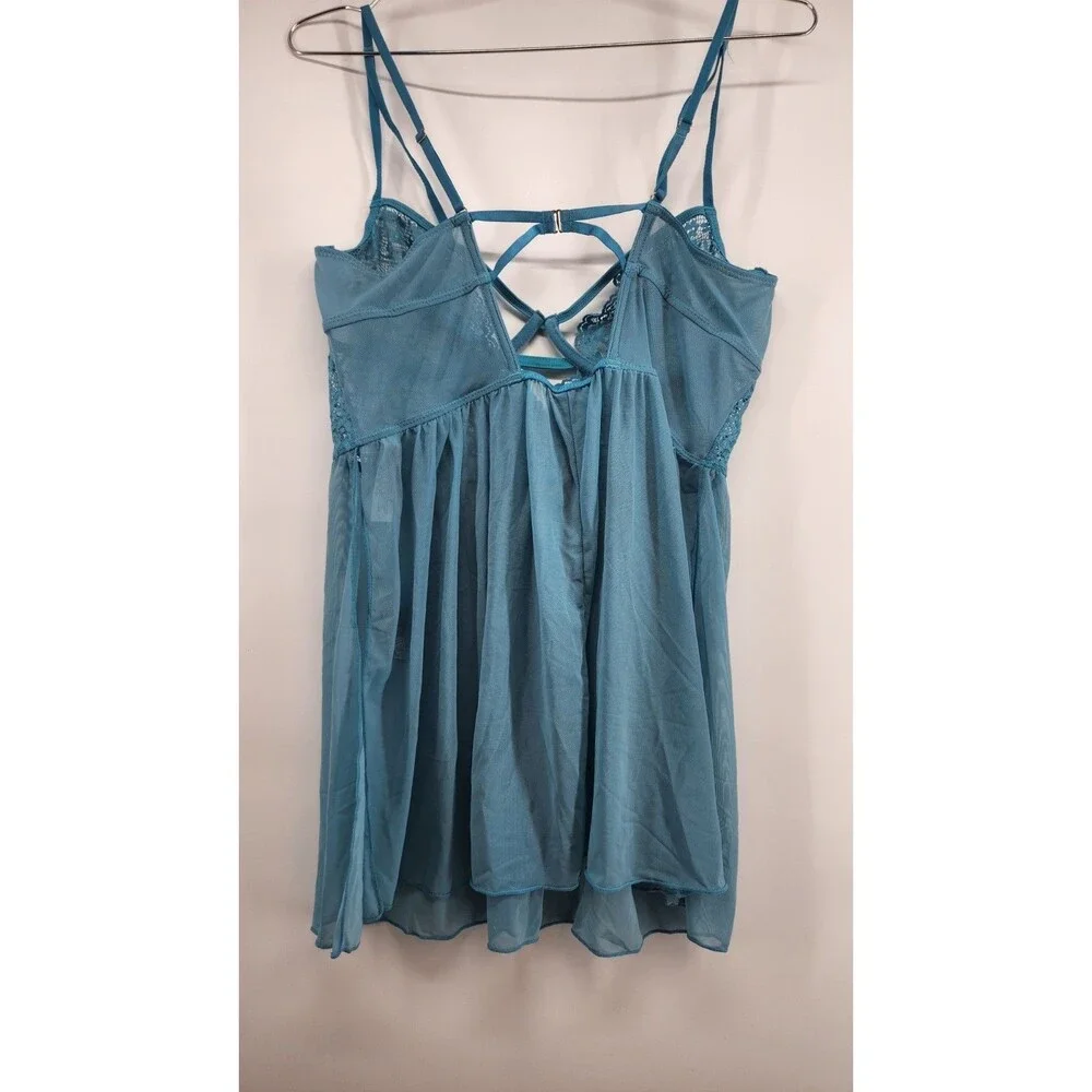 Adore Me Women's XL Mykonos Blue Yolandi‎ Babydoll Top Sleepwear Cami NWT